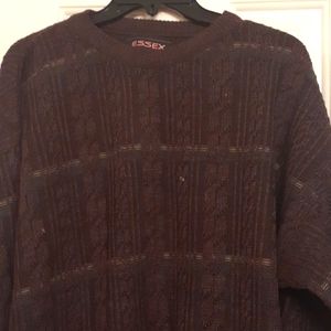 Nwot ESSEX Sweater Size XL 100% Acrylic Brown with green,cream& touch of black